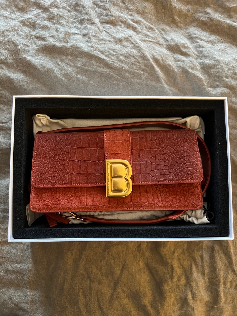 Brandon Blackwood Croc-Embossed Shoulder / Crossbody